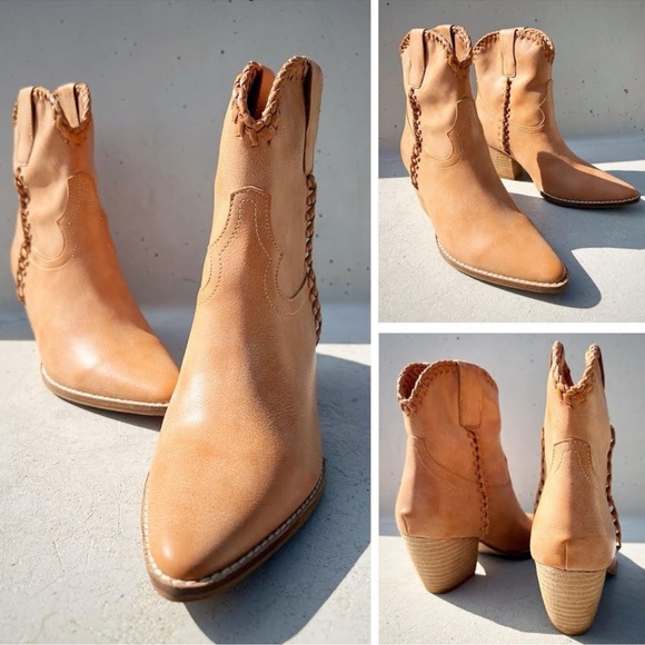 NEW Western Cowboy Whipstitched Ankle Boots
Pointy Toe Block Heel Distress Taupe - Picture 14 of 15